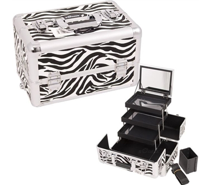 College Girl Cosmetic Case - Zebra White Pro - Great For Makeup Storage