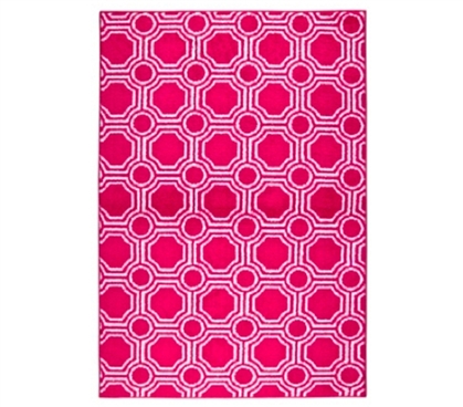 Decorate Your Dorm Room - Mosaic Circle College Rug - Pink and White - Essential Dorm Decor