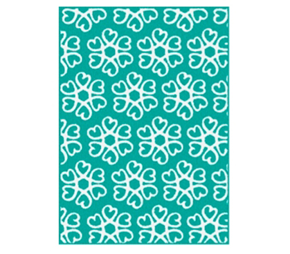 Decorate Your Dorm Room - Hearts Blossom Rug - Teal and White - Great College Decor