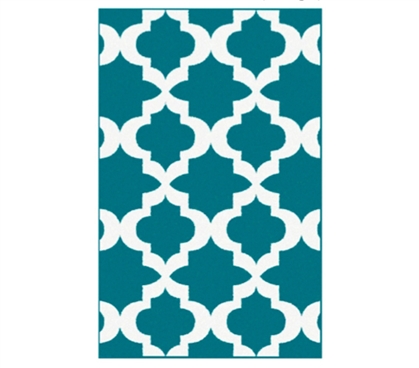 More Color And Design For Dorms - Quatrefoil College Rug - Teal and White - Adds Decor