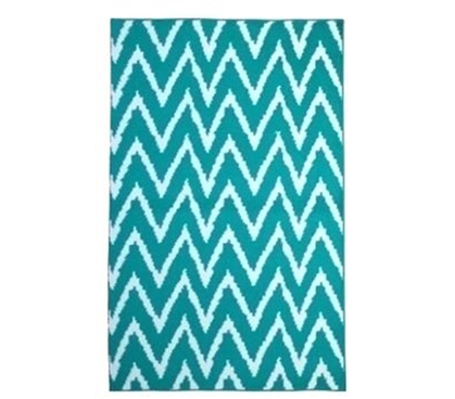 Fun Dorm Stuff - Wavy Chevron Dorm Rug - Teal and White - Great Decor For Dorms