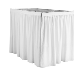 Extended Dorm Sized Bed Skirt Panel with Ties - White