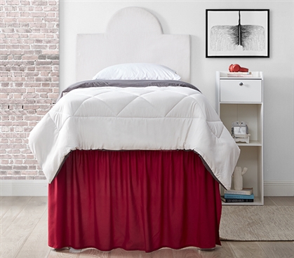 Dorm Room Bedding Twin XL Red Bed Skirt 30 Inch Drop Dust Ruffle College Supplies Checklist