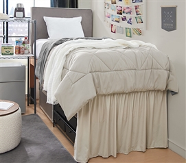 Dorm Sized Bed Skirt Panel with Ties - Stone Taupe