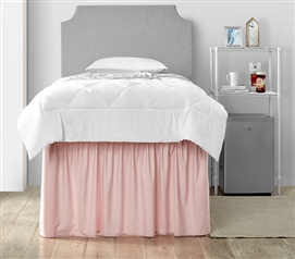 Dorm Bedding Accessories Pink Twin XL Bedskirt Wrap Around Pastel Dust Ruffle