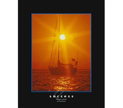 Success Sailing Inspirational College Dorm Poster positive message and a beautiful sunset dorm room motivational poster