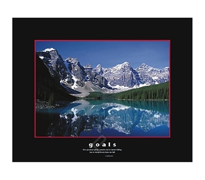Goals Inspirational College Dorm Poster dorm room size poster offers a positive outlook through the mountains
