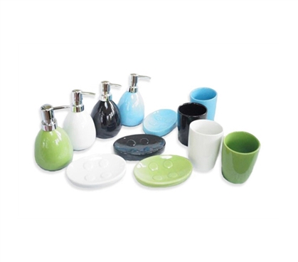 3 Piece Ceramic Bathroom Set (4 Colors) - Cool Bathroom Supply