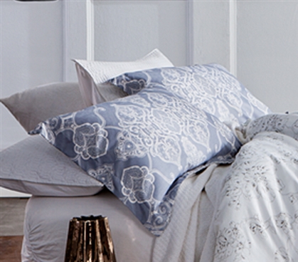 Beautiful Damask Dorm Room Decor Ideas Stylish Silver Gray College Sham for Dorm Sized Pillow