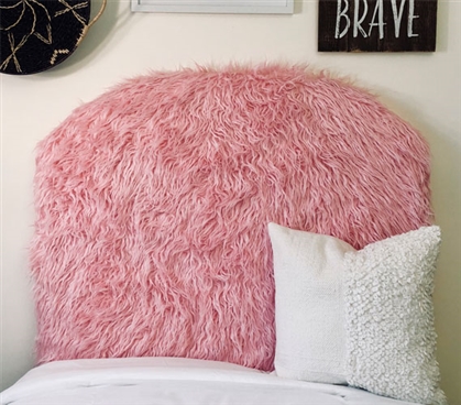 Mongolian Fur Unique Dorm Room Headboard for Twin XL Bedding One of a Kind Furry Pink College Decor