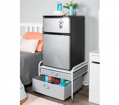 Mini Fridge Organizer Dorm Drawers Mini Fridge Cart with Wheels Space Saving Dorm Furniture