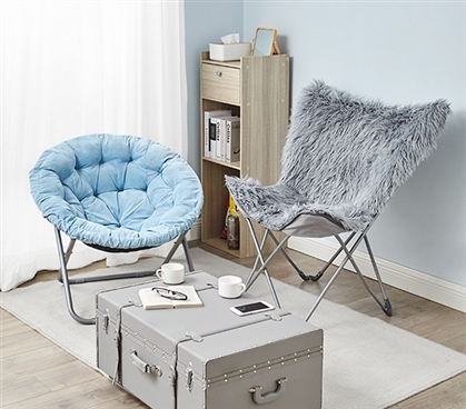 Oversized Folding Chairs for Dorm Room Folding Butterfly Chair Gray Faux Fur Butterfly Chair
