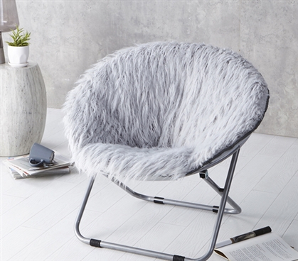 Gray Dorm Room Seating One of a Kind Furry Comfortable College Furniture Moon Chair