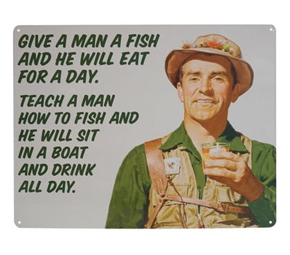 College Supplies Dorm Essentials Give a Man a Fish College Tin Sign Dorm Room Decor