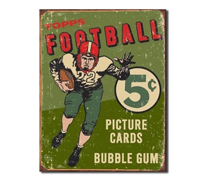 Tin Sign Dorm Room Decor super old school football sports cards on tin sign for dorms and aparments