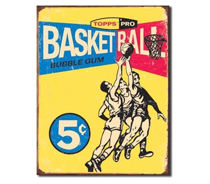Tin Sign Dorm Room Decor old school basketball illustration on tin sign for dorms and apartments