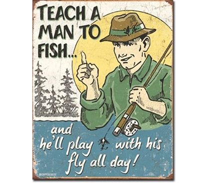 Tin Sign Dorm Room Decor funny fishing jokes illustration on tin sign for dorm and college apartment decoration