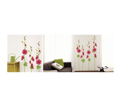 Hollyhocks - Peel N Stick - Gives Your Dorm Room A Colorful Edge