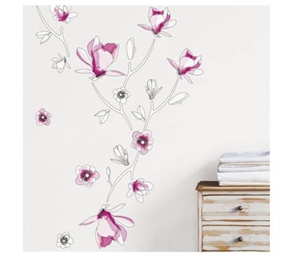 Floral Stencil - Dorm Room Wall Peel N Stick College Sticker Art