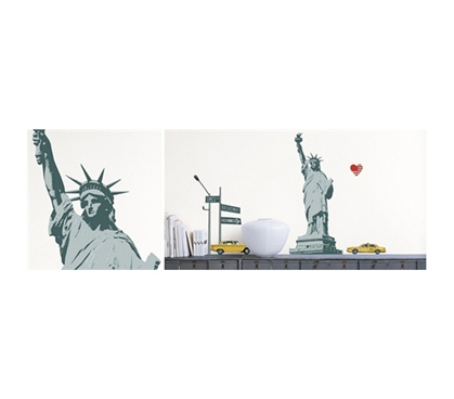 Patriotic Statue of Liberty, NYC & Taxi Cab - Peel N Stick Decor