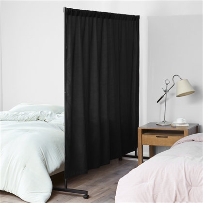 Sturdy Metal Privacy Divider Simplified Black Dorm Room Frame with Caster Wheels