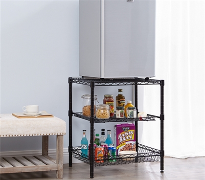 Sturdy Wire and Metal Dorm Room Storage Double Height Stand for College Mini-Fridge