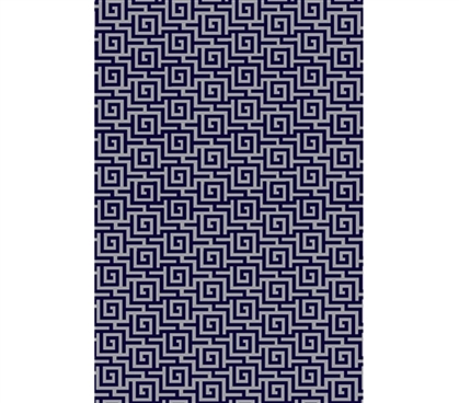 Egyptian Print College Rug - Navy and Gray