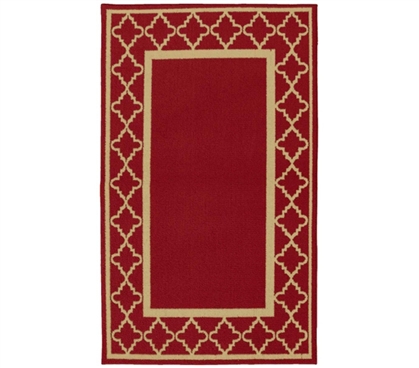 Create an Atmosphere - Moroccan Frame College Rug - Chili Red