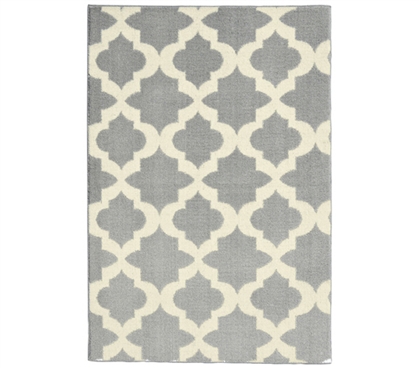 Quatrefoil College Rug - Silver and Ivory