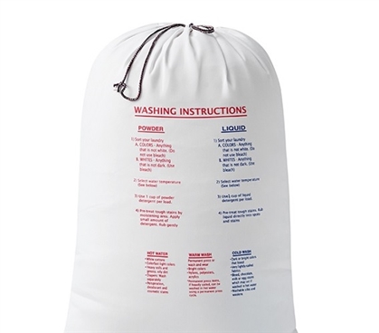 Laundry Bag with Printed Instructions Dorm laundry stuff