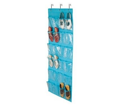 Blue Shoe Organizer - Over-The-Door 24 Pocket