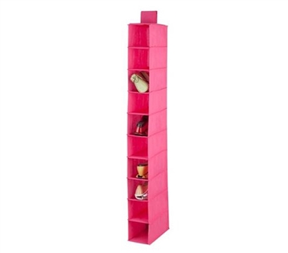 Pink Hanging Shoe Organizer - 10 Shelves