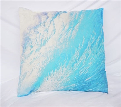 Twin XL Bedding Wave Foam Blue Cotton Throw Pillow