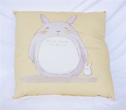 My Neighbor Totoro Yellow and Gray Dorm Decor Cotton Throw Pillow