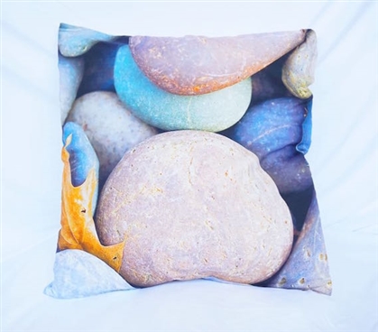 Colorful Rocks College Bedding and Dorm Decor Cotton Throw Pillow