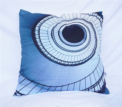 Dorm Decor Nightfall Navy Twin XL Cotton Throw Pillow Spiral Stairs