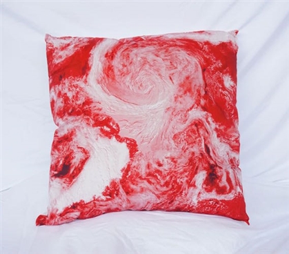View From Space Cherry Red College Cotton Throw Pillow