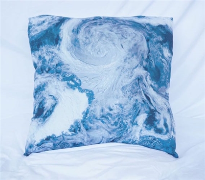 College Cotton Throw Pillow View From Space Ocean Depths Teal Dorm Decor