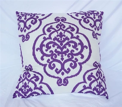 College Dorm Decor Cotton Throw Pillow Fleur-de-lis Purple Reign