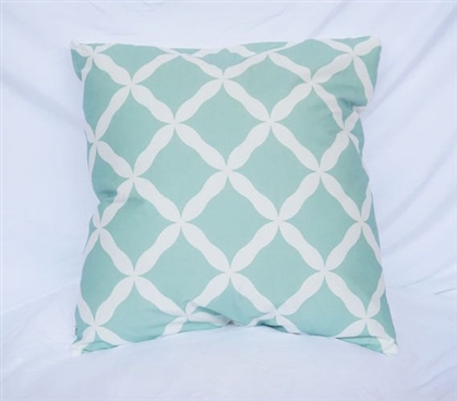 Calm Mint Twin XL Bedding Cotton Throw Pillow Quatrefoil Pattern