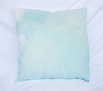 Dorm Decor Cotton Throw Pillow Mountaintop Design Bleached Aqua Pillow