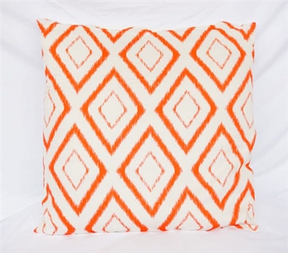 Blurred Diamond Design Vermillion Orange College Cotton Throw Pillow Dorm Decor