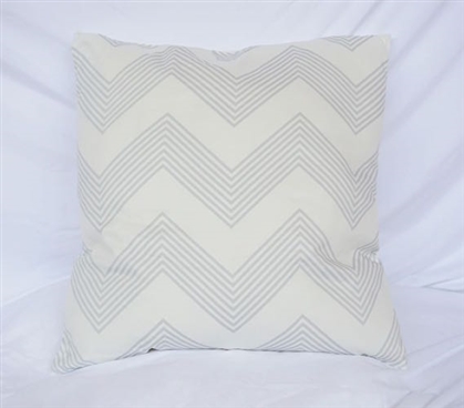 Dorm Decor Cotton Throw Pillow Chevron Stripes Glacier Gray College Pillow