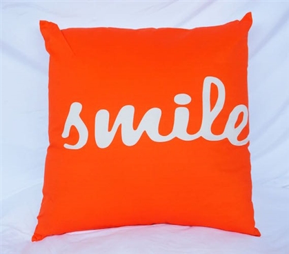 Decorative Dorm Cotton Throw Pillow Vermillion Orange Big Smile Dorm Pillow