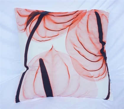 Fusion Coral Dorm Decor Leaves in the Wind Cotton Throw Pillow