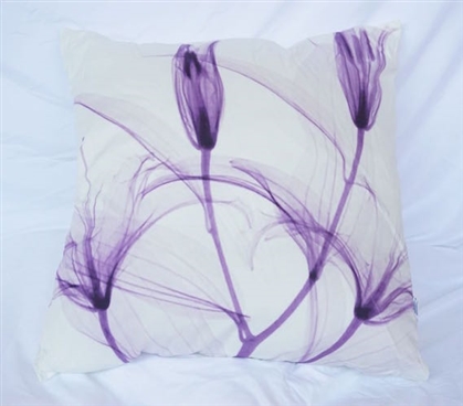 Decorative Dorm Cotton Throw Pillow Dancing Petals Daybreak Purple College Bedding