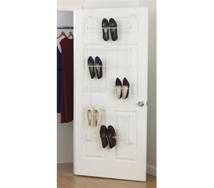 18-Pair White Wire Shoe Rack - Over-The-Door