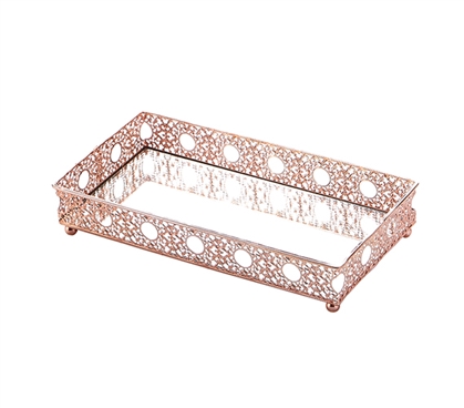 Unique Dorm Room Organization Ideas College Metal Mirror Tray Intricate Rose Gold Design