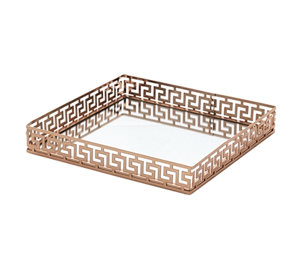 Square Tray with Mirror Bottom Rose Gold Tray College Desk Setup Ideas Dorm Desk Organization