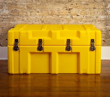 Space Saving Storage Bin College Supplies USA Made Trunk Yellow Dorm Decor Wheeled Footlocker